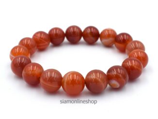 AGATE หินอาเกต โมรา สีส้ม ขนาด 10 มม. อาเกตไฟ สร้อยข้อมือหินแท้ by siamonlineshop