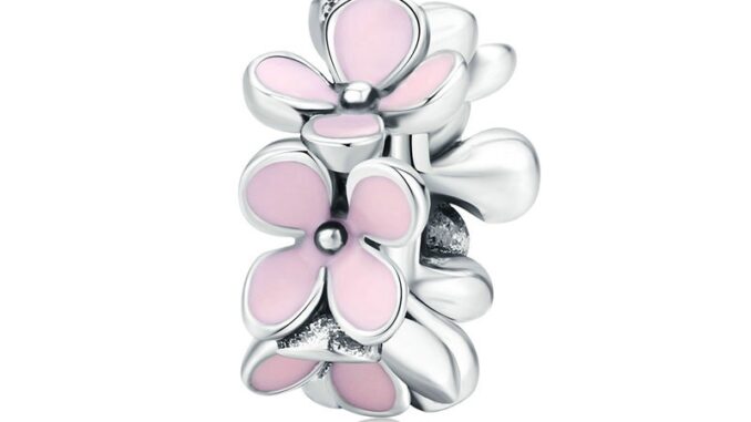 BAMOER Romantic Flower Series Pink Flower Charm 925 Sterling Silver SCC1484