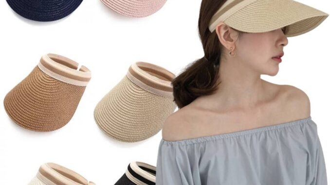 [พร้อมส่ง][แพ็คใส่กล่อง] หมวกสานคาดผมผู้หญิงครึ่งหัว สไตล์เกาหลี หมวกกันแดดเปิดหัว รอบศีรษะประมาณ 56 - 60 cm.
