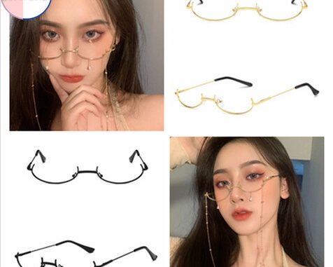 【Xijing-Cod】แว่นตากรอบโลหะผสมครึ่งกระจกสไตล์ฝรั่งเศสย้อนยุคมี 3 สีสําหรับผู้หญิง