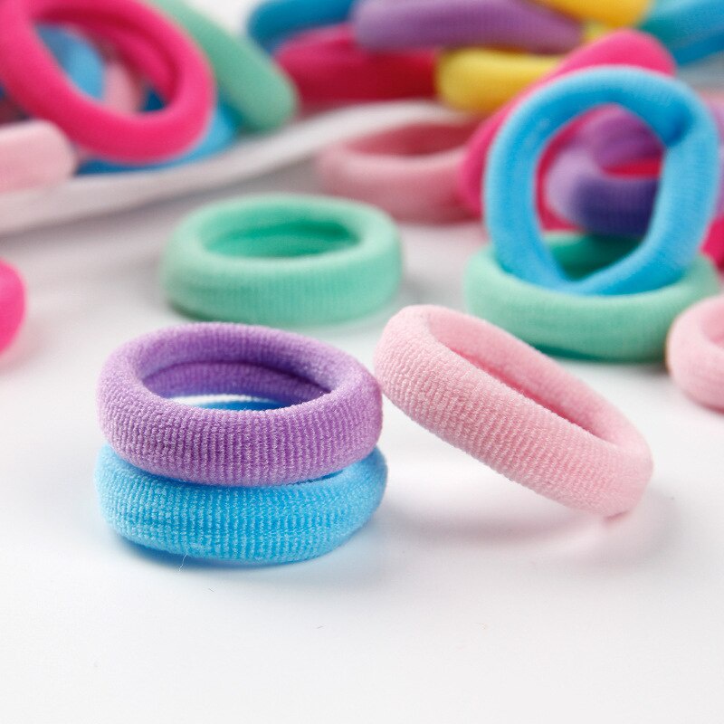 100 ชิ้น / เซต 3 ซม. ใหม่ ที่มีสีสัน ยืดหยุ่นสูง ยางรัดผม นุ่ม Scrunchies ยางรัดผม ผู้หญิง เด็กผู้หญิง S