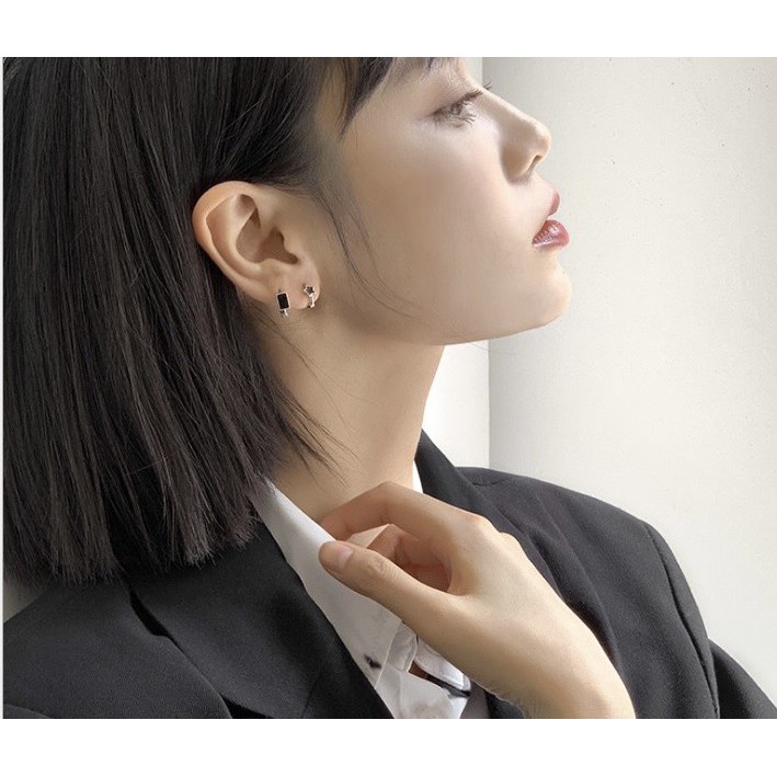 122_goodgift_station - s925 sterling silver earrings ต่างหูเงินแท้ ห่วงกลมแบบล็อค ใส่ติดหูไว้ได้เลย