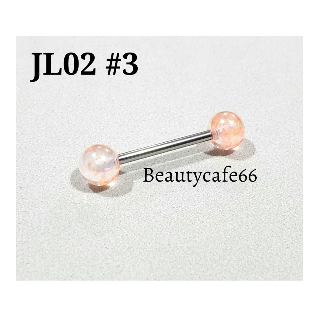 1pc. จิวลิ้น Surgical Steel จิวลิ้นอะคลิลิค ก้านสแตนเลส 1.6 x 16 mm. พร้อมส่งจากไทย Body Jewelry JL02 จิวปาก จิวแก้ม