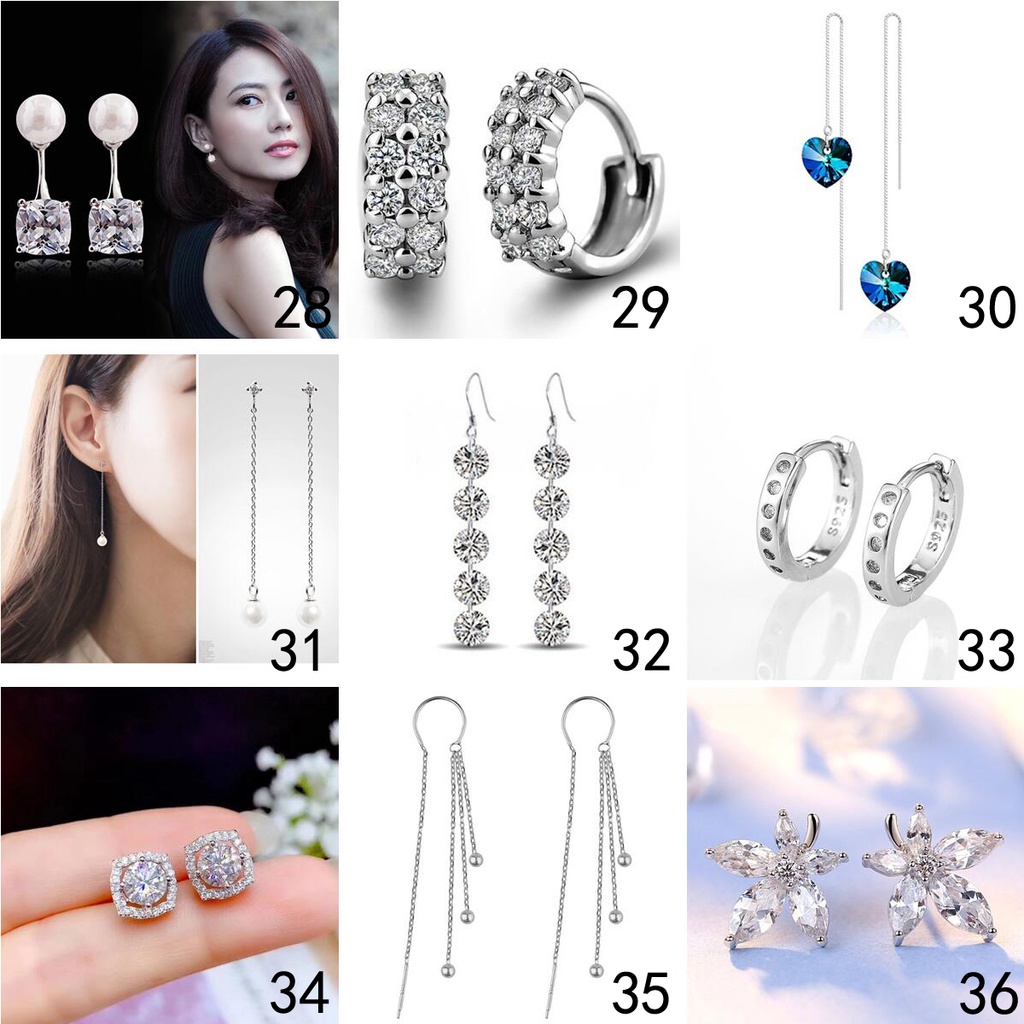 50 แบบ อิตาลี เงิน 925 เดิม ต่างหูสำหรับผู้หญิง เครื่องประดับต่างหูแฟชั่นเกาหลี  ED009