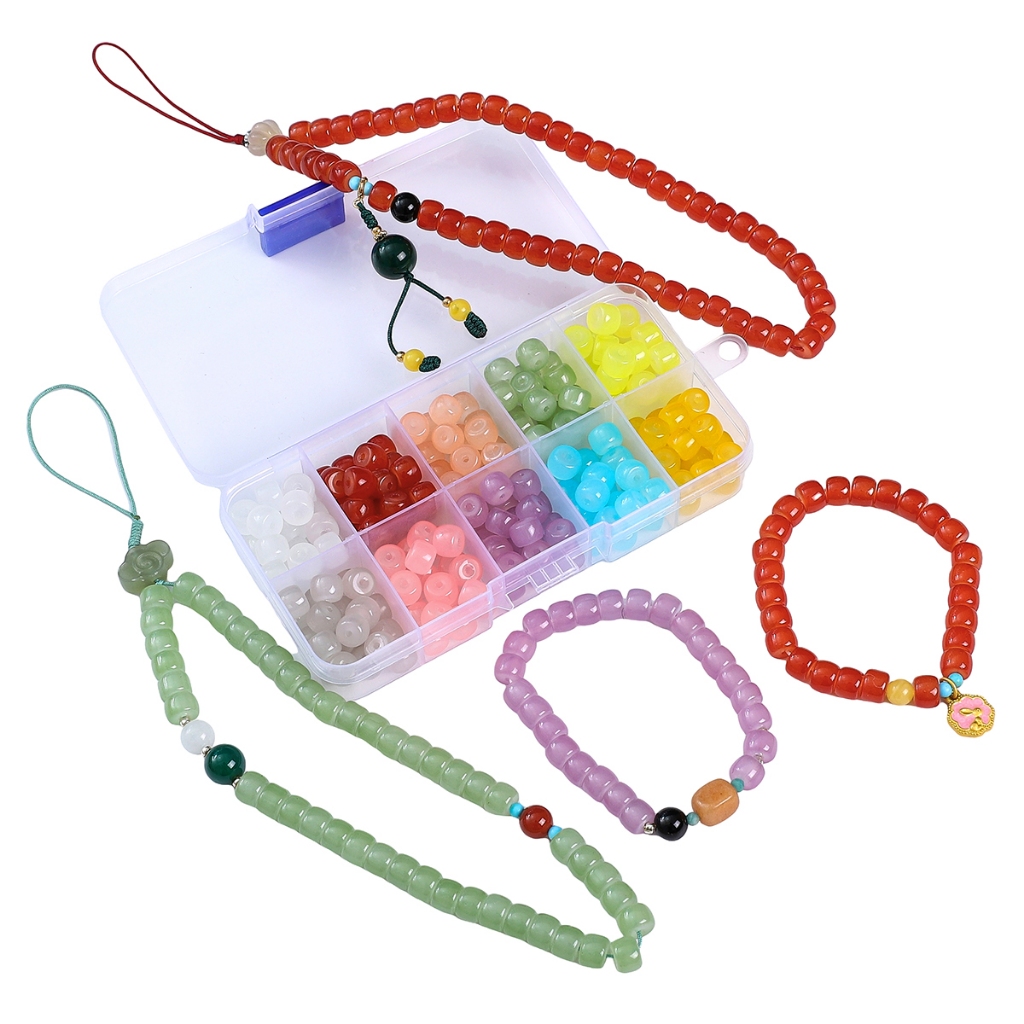 [8X6 มม.] ชุดลูกปัด 10 ช่อง ทรงกลมแบน DIY สําหรับทําเครื่องประดับ สร้อยข้อมือ