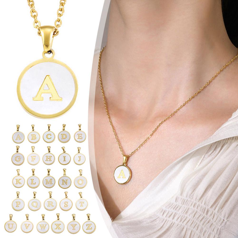 A-z สร้อยคอโซ่ จี้ตัวอักษร A-Z สีทอง สีขาว ไม่จางหาย แฟชั่น สําหรับผู้ชาย B2S4