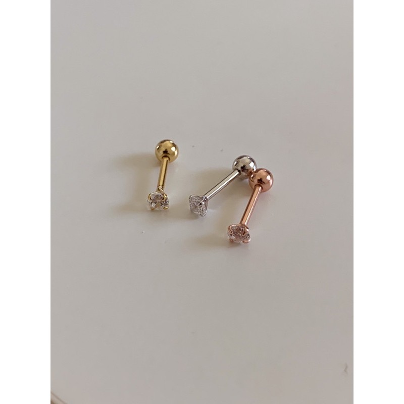 A.piece จิวเงินแท้ [all silver 925] crystal piercing