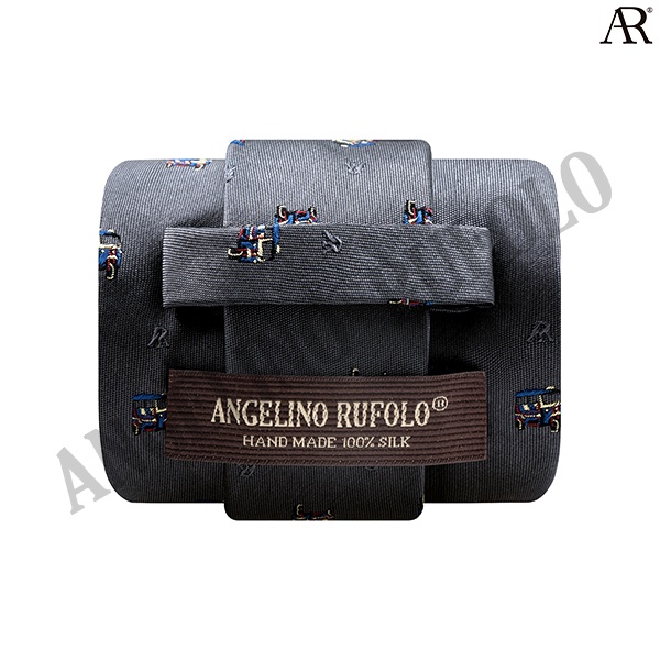 ANGELINO RUFOLO Necktie(NTM-TukTuk) เนคไทผ้าไหมทออิตาลี่ 100% คุณภาพเยี่ยม ดีไซน์ AR TukTuk สีเทา/เลือดหมู/กรมท่า