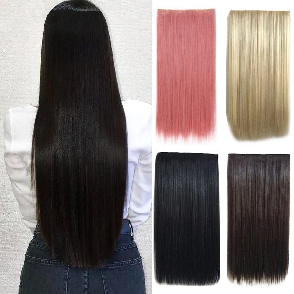 Aelegant กิ๊บติดผมยาวตรง สังเคราะห์ 5 คลิป ไร้รอยต่อ สีแดง หลากสี สําหรับผู้หญิง เด็กผู้หญิง