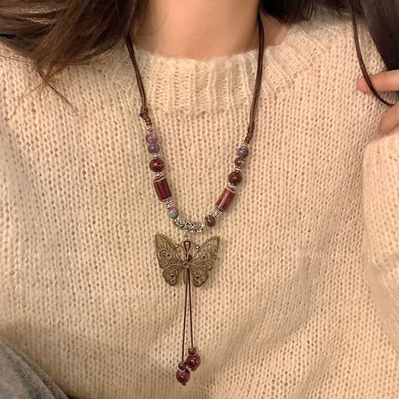 Arin สร้อยคอโซ่ จี้ผีเสื้อ ประดับลูกปัดเซรามิก หรูหรา