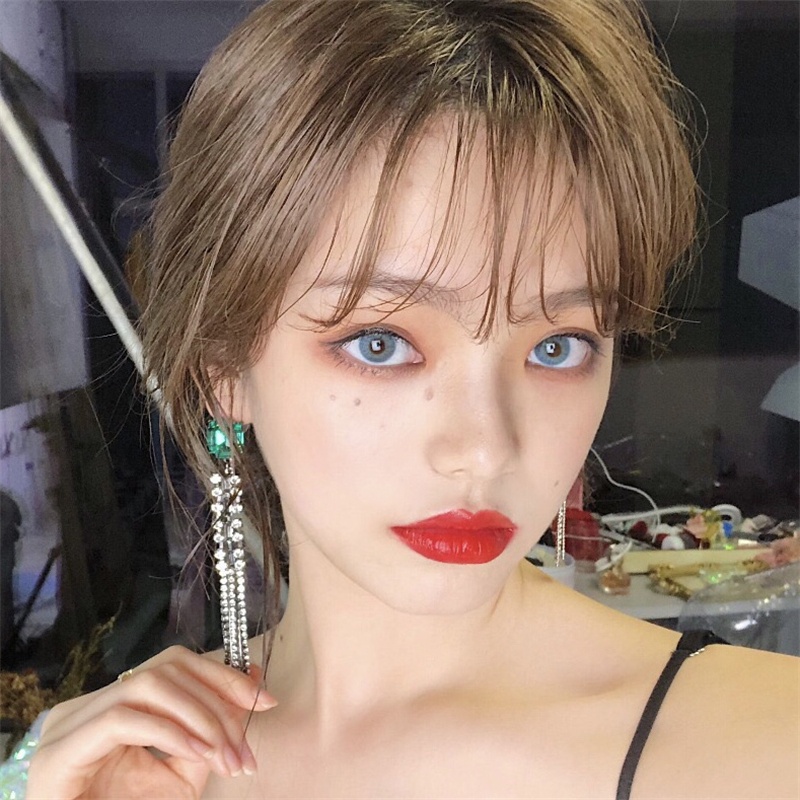 Aurora blue crazy คอนแทคเลนส์ บิ๊กบิวตี้ ขนาดเล็ก สีฟ้า สําหรับดวงตา สายตาสั้น ธรรมชาติ