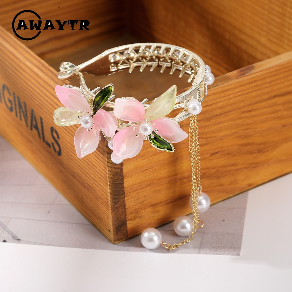 Awaytr กิ๊บติดผมหางม้า โลหะผสม สีชมพู สําหรับผู้หญิง