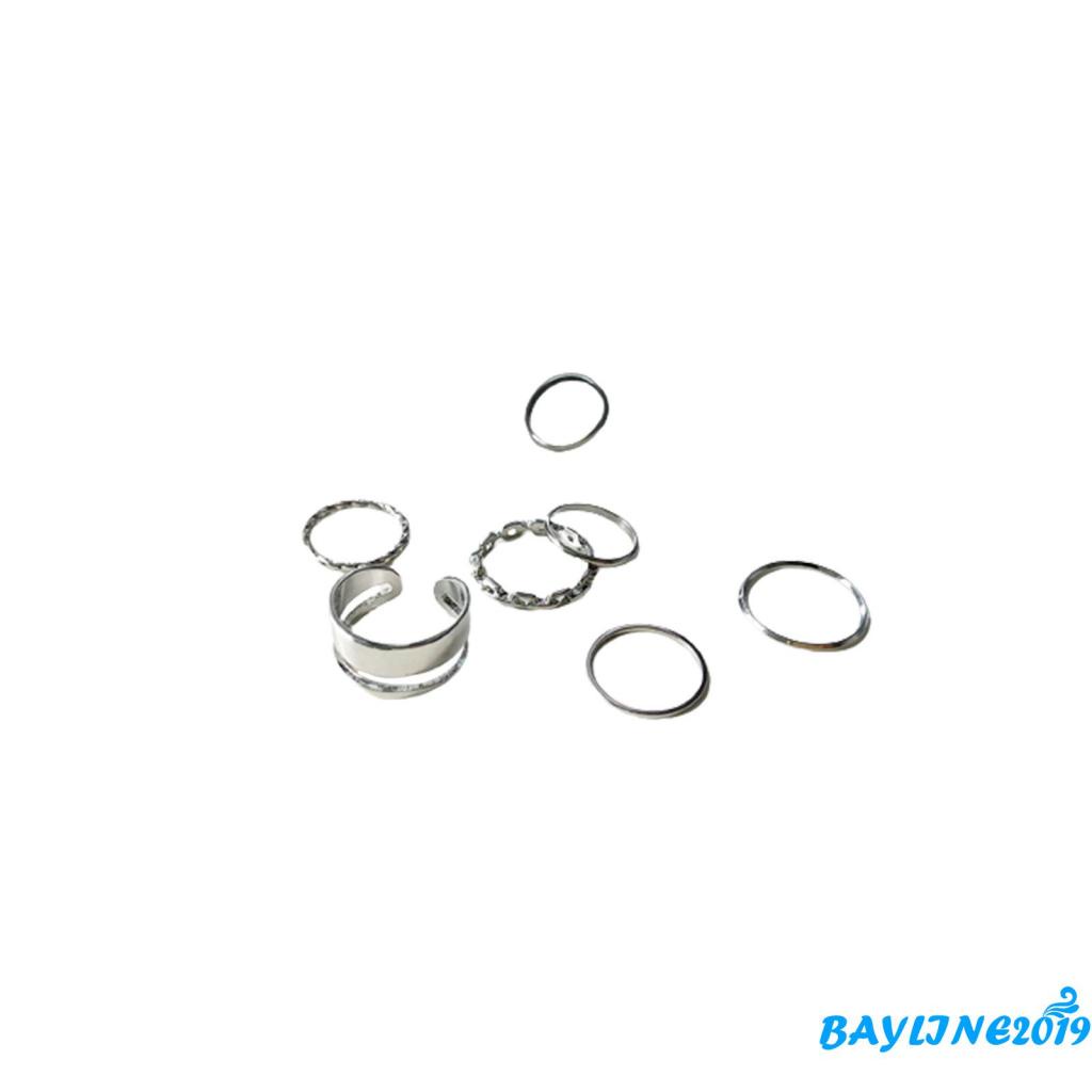 BAY-Ladies Knuckle Ring Kit, 7 Pieces Simple Style Stacking Ring, Gifts for Valentine’s Day, Gold/ Silver