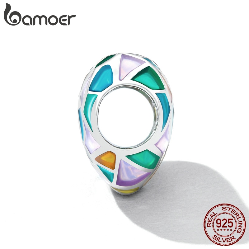 Bamoer สร้อยข้อมือเงิน 925 จี้ลูกปัด หลากสี เครื่องประดับ สําหรับผู้หญิง