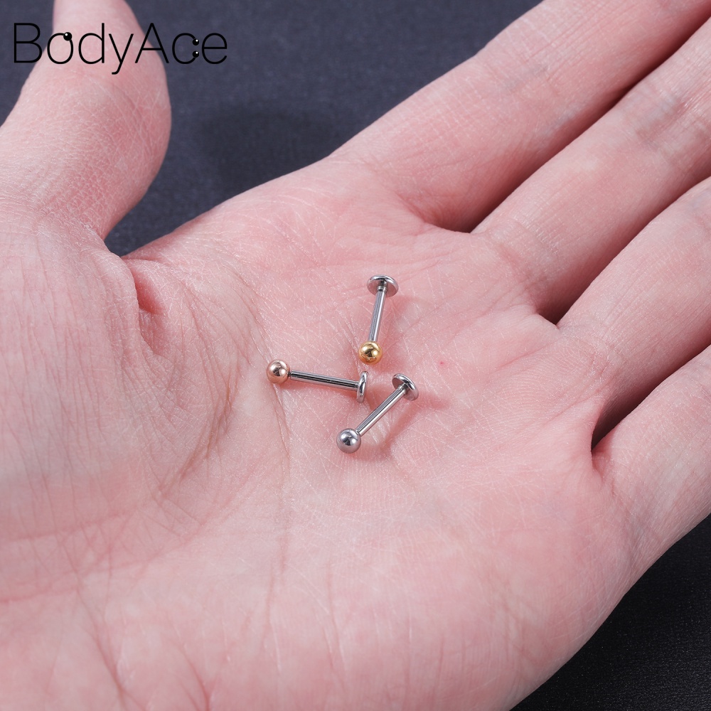 Bodyace ต่างหู สเตนเลส เจาะริมฝีปาก รูปหัวใจ ดวงจันทร์ คริสตัล 16 กรัม 1 ชุด