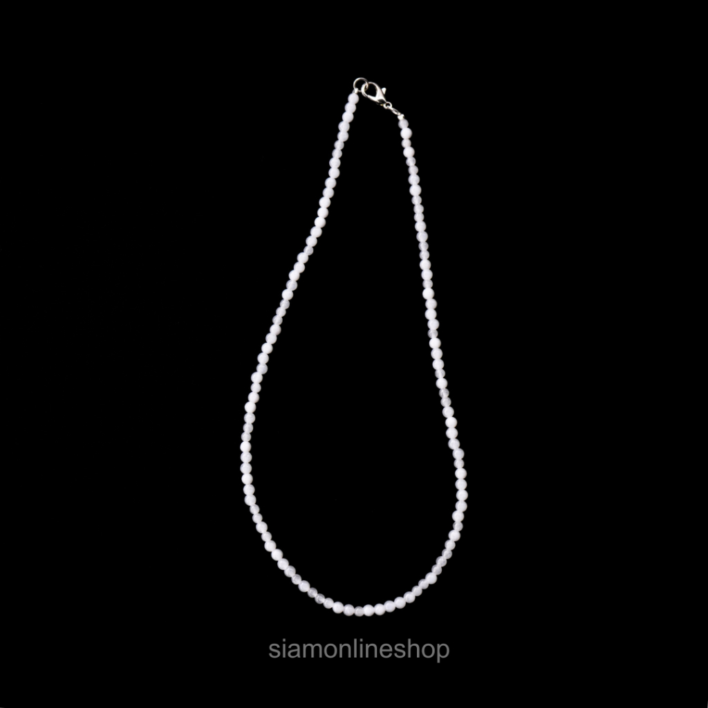 CHOKER สร้อยคอหิน หยกขาว หยกแท้ เลือกขนาดเม็ดหิน และความยาวได้ โชคเกอร์หิน white jade by siamonlineshop