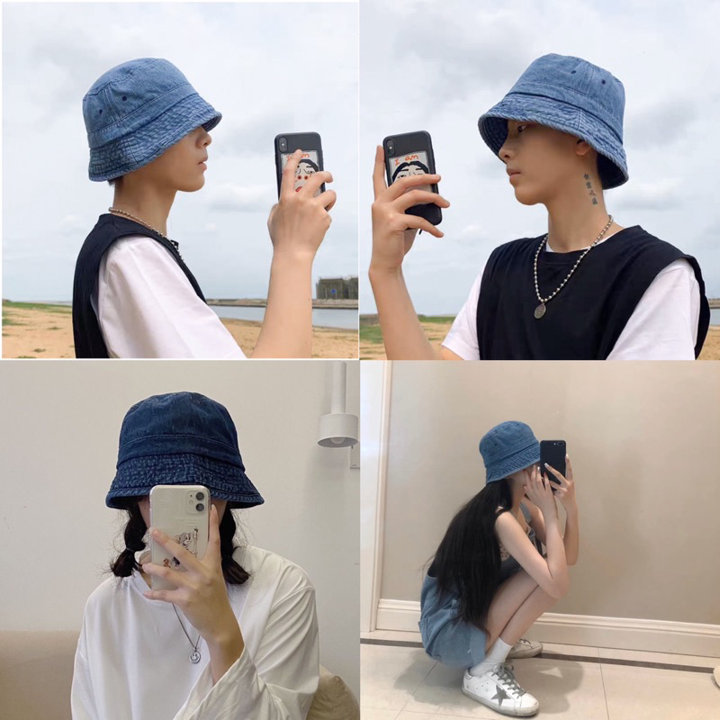 (CR) หมวกบักเก็ตผ้ายีนส์ ทรงปีกแคบ