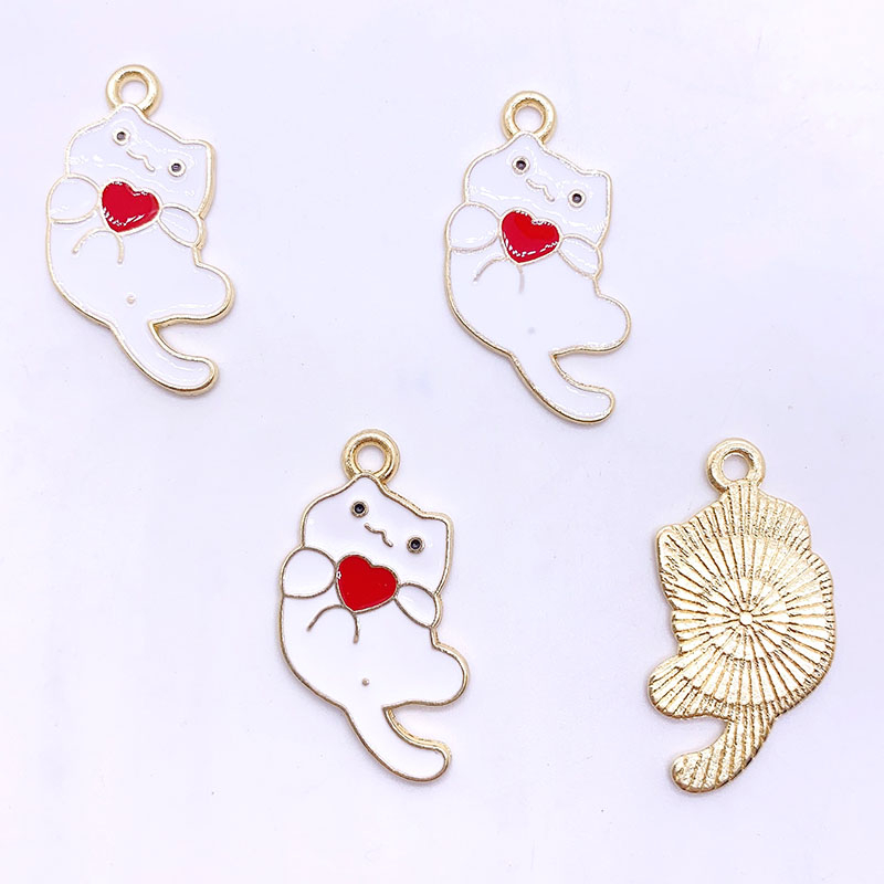 Charm จี้สร้อยคอ สร้อยข้อมือ โลหะผสม รูปการ์ตูนแมว 30*12 มม. 4 ชิ้น