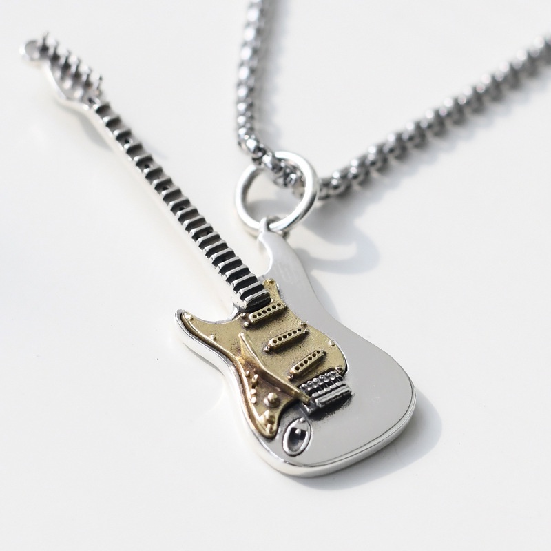 Colorful Electric Guitar Necklace Rock Punk Style Necklace Girls New Retro Niche Design Hip Hop Handsome Men