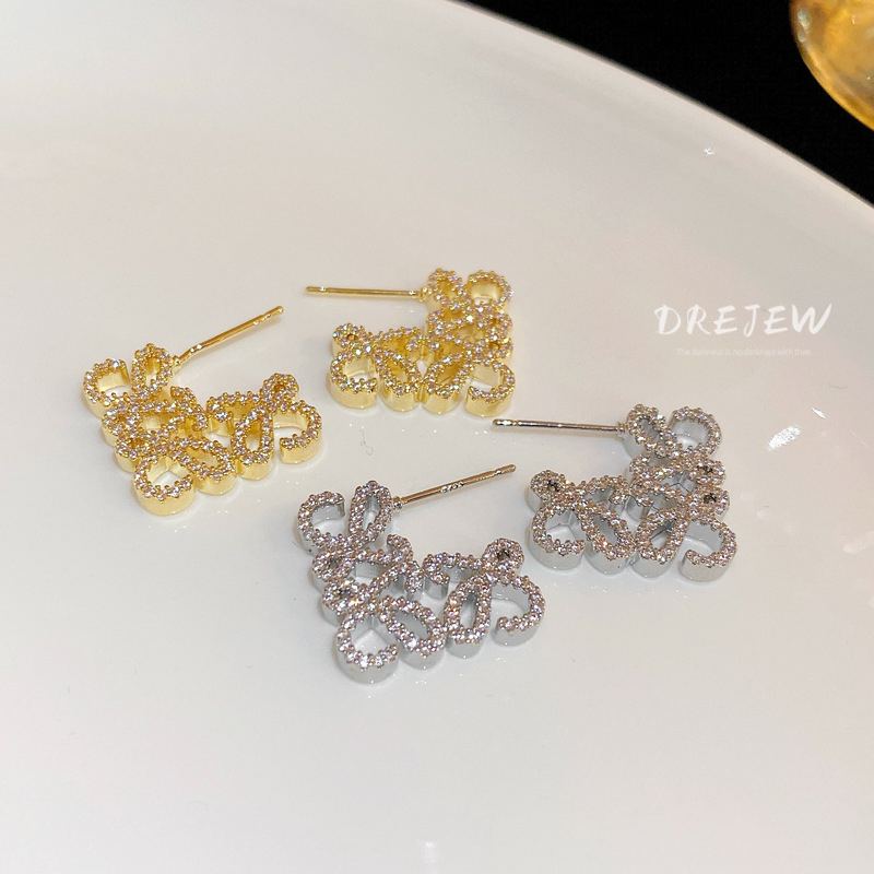 DREJEW ต่างหูเข็มเงิน 925 ประดับเพทาย 18K ทรงสี่เหลี่ยม หรูหรา สําหรับผู้หญิง