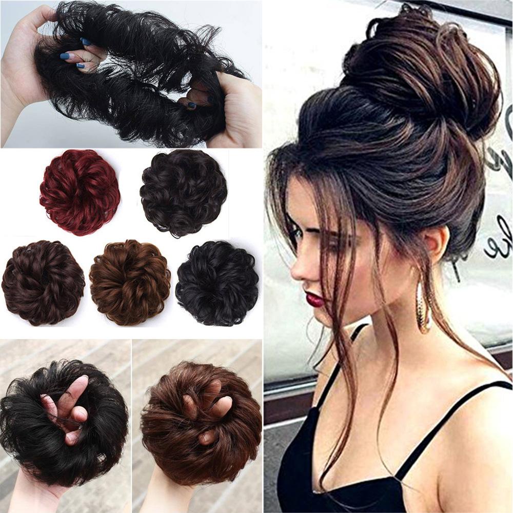 Daiga ยางรัดผมโดนัท สีน้ําตาลธรรมชาติ ยางรัดผมปลอม แบบหูรูด ผมหยิก Chignon