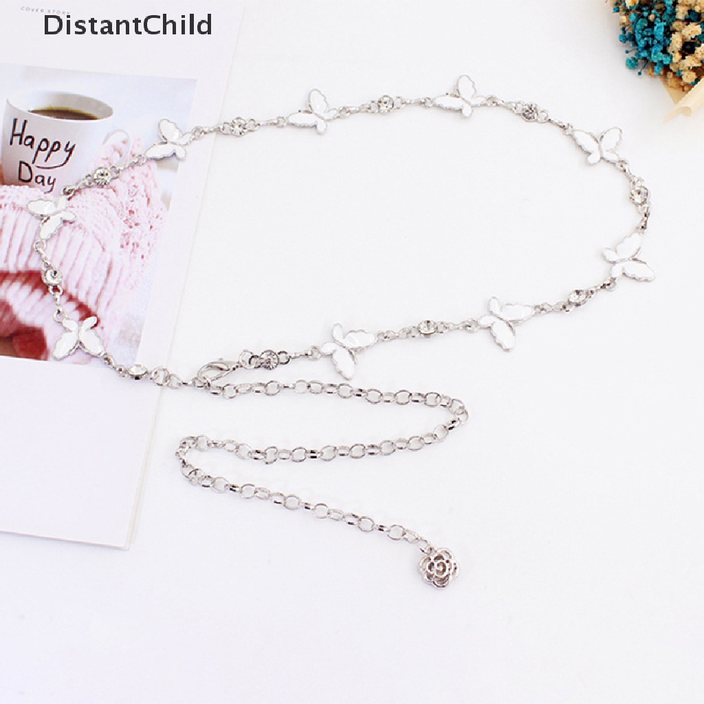 Dsth เข็มขัดโซ่โลหะ รูปผีเสื้อ ปรับได้ หรูหรา ของขวัญ สําหรับตกแต่งเสื้อกันหนาว