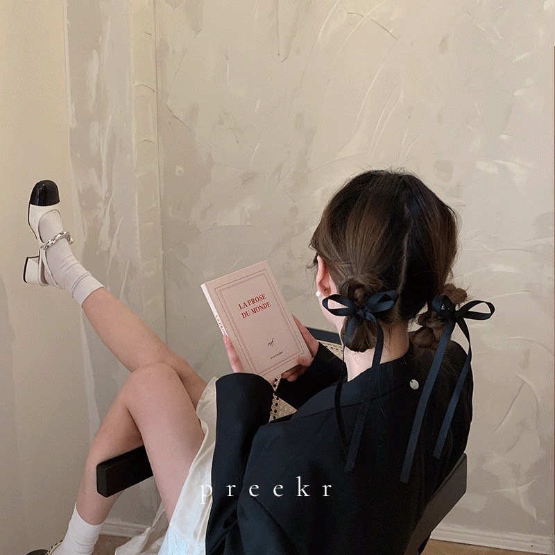 E142 กิ๊บติดผม ประดับโบว์ริบบิ้น สายยาว แบบหนีบ น่ารัก เครื่องประดับ สำหรับผู้หญิง 1 ชิ้น