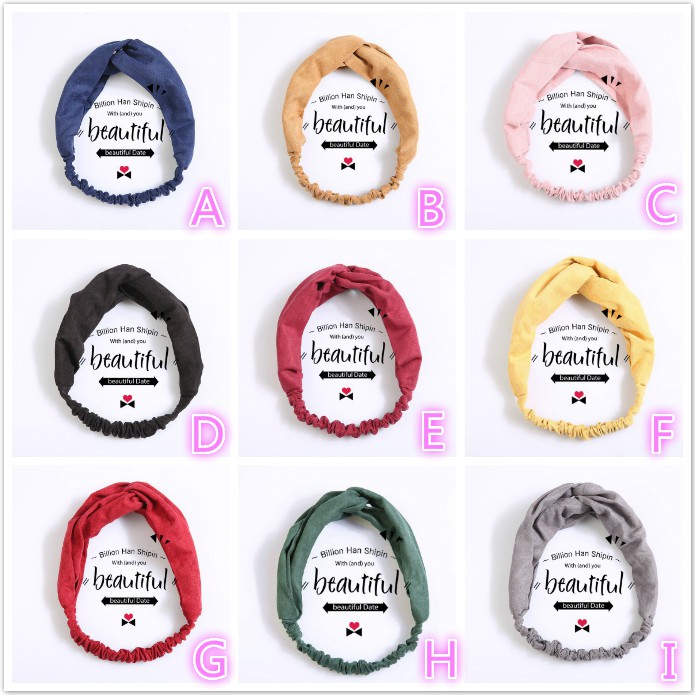 F004 ที่คาดผม หนังกลับ ไขว้ สีพื้น สไตล์เกาหลี เครื่องประดับ สําหรับผู้หญิง