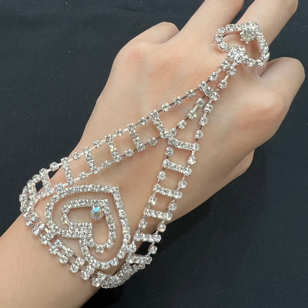 Fashion Jewele สายรัดข้อมือ และแหวน ประดับคริสตัล พลอยเทียม สําหรับเจ้าสาว งานแต่งงาน