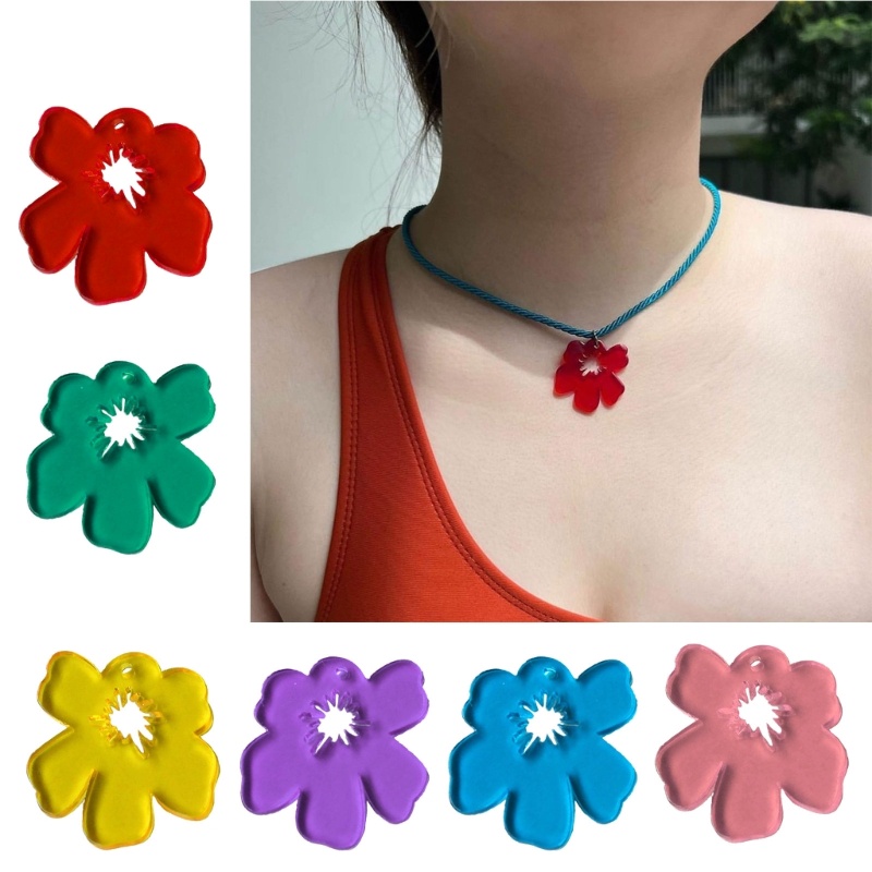 Flgo จี้ดอกไม้อะคริลิคกลวง หกกลีบดอกไม้ เครื่องประดับ DIY