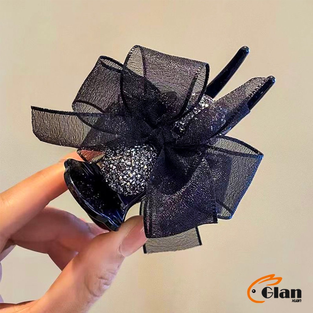 Glanxuan กิ๊ฟหนีบผม ประดับโบว์ และพลอยเทียม กิ๊บติดผมสตรีสไตล์เกาหลี Hair Clips