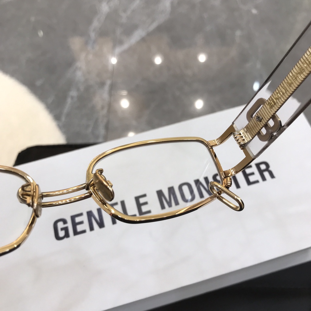 Gw 002 03 - Gm แว่นกันแดดทรงสี่เหลี่ยมโลหะสีทองคุณภาพสูง