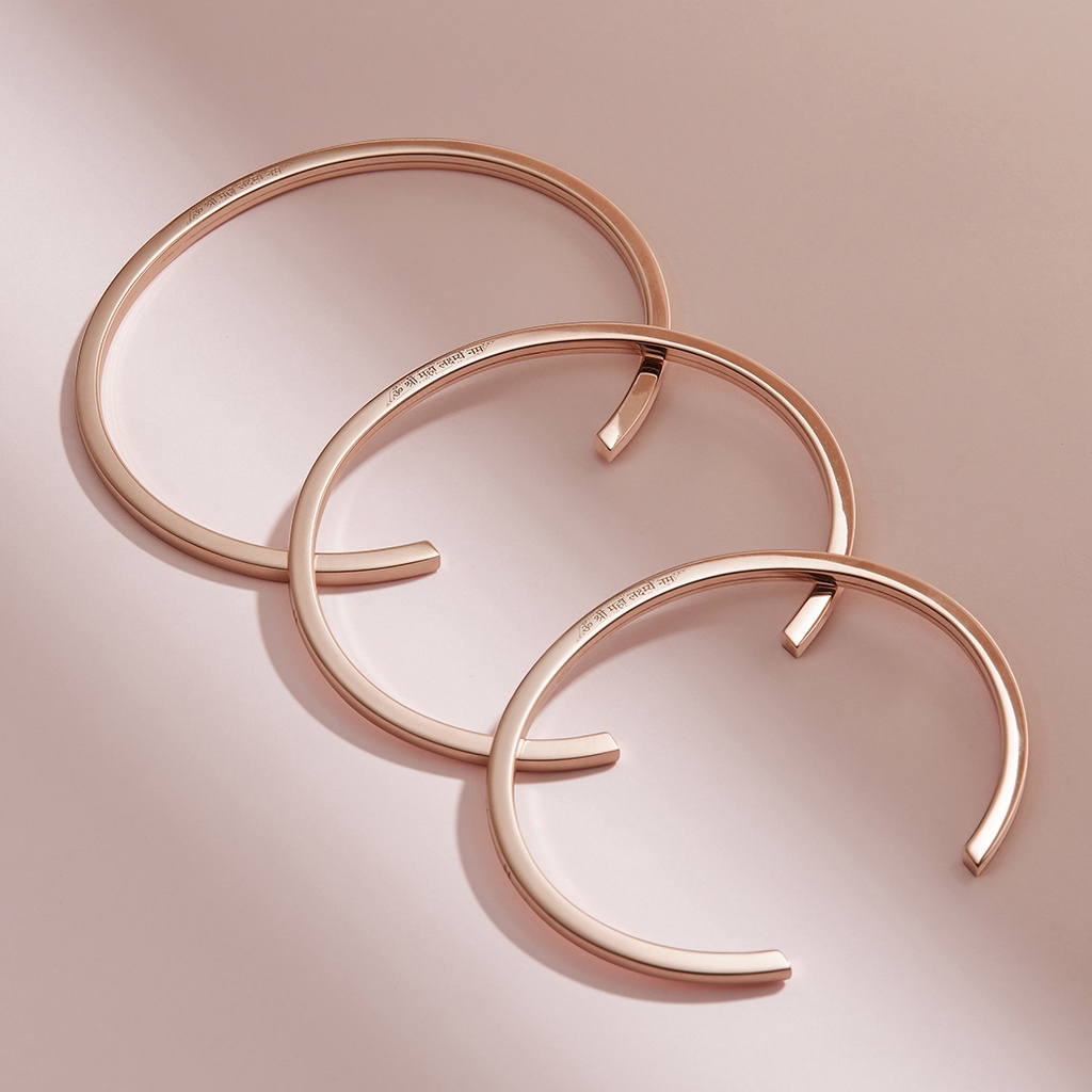 Harmenstone - กำไลข้อมือพระแม่ลักษมี สลักยันต์ - The Lakshmi Cuff I Pink Gold