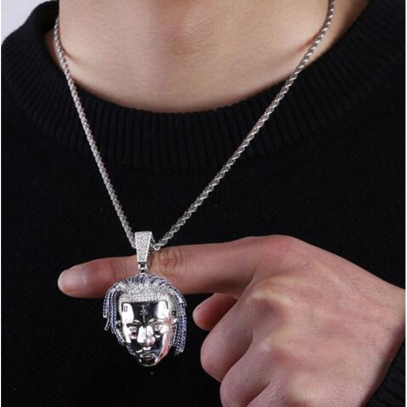Hip Hop Style Gold Face Pendant Necklace for Men