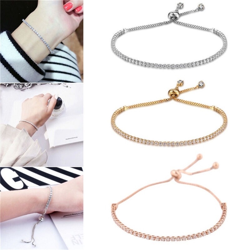J&L สร้อยข้อมือคริสตัลประดับ Rhinestone เครื่องประดับแฟชั่นสตรี