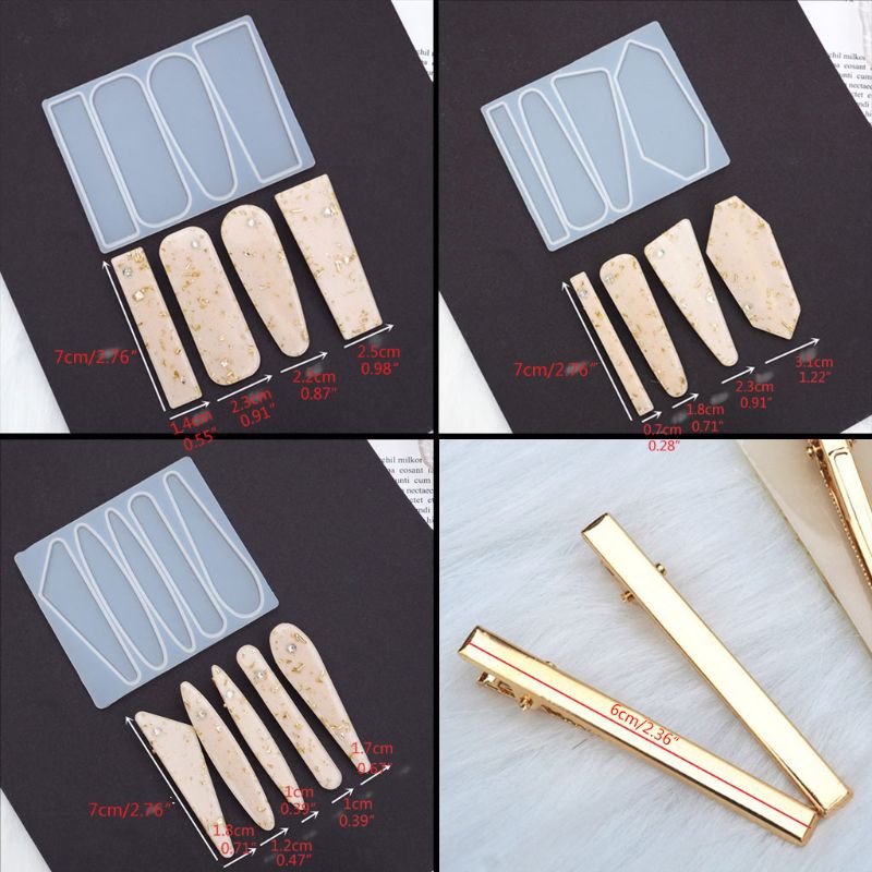 J❥ Acrylic Resin Hair Barrette Resin Mold Geometric Alligator Hair Clips Resin Mold