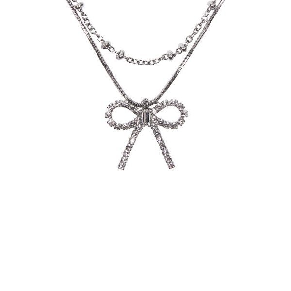 [LUVISTRUE] Ch RIBBON necklace (สีเงิน) / สร้อยคอ ของแท้ 100% / ทุกวัน
