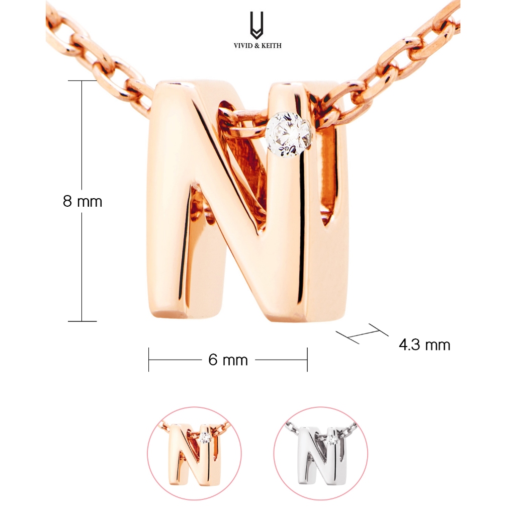 MSCHOO : จี้ A - Z พร้อมสร้อย ( Rose gold )