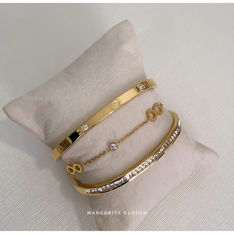 Margarita Half Circle Diamond Stainless Bangle