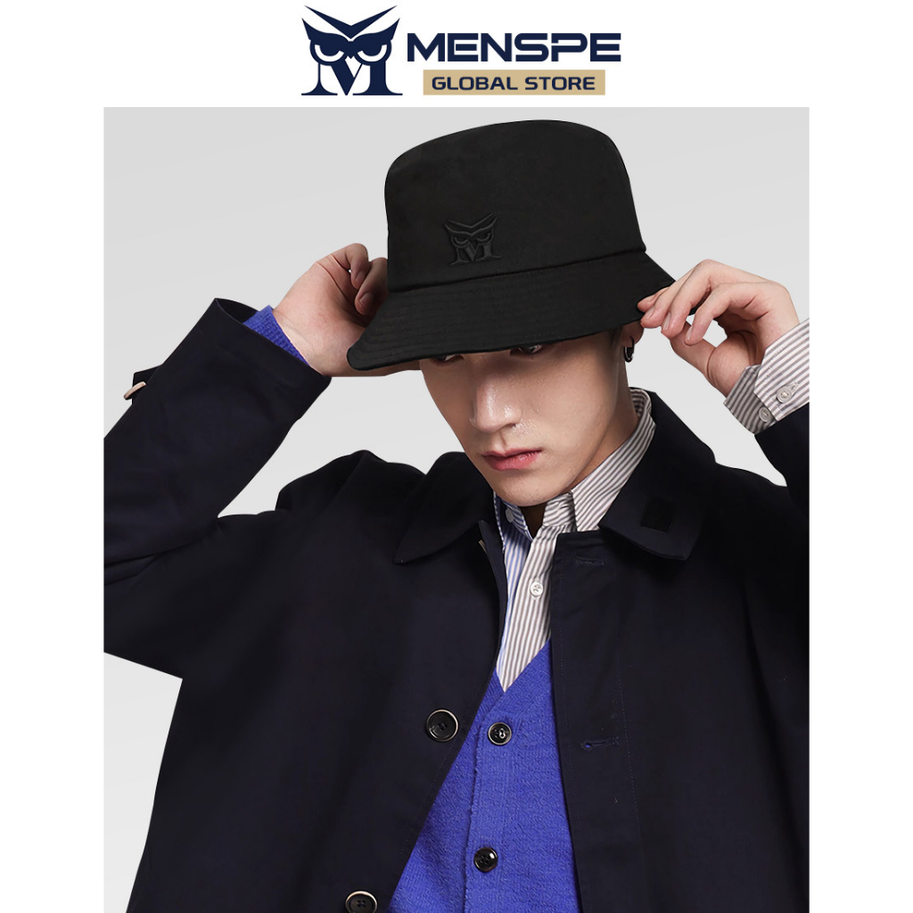 Menspe หมวกบักเก็ต ป้องกันแดด พับได้ 56-62 ซม. สีดํา สําหรับตกปลา