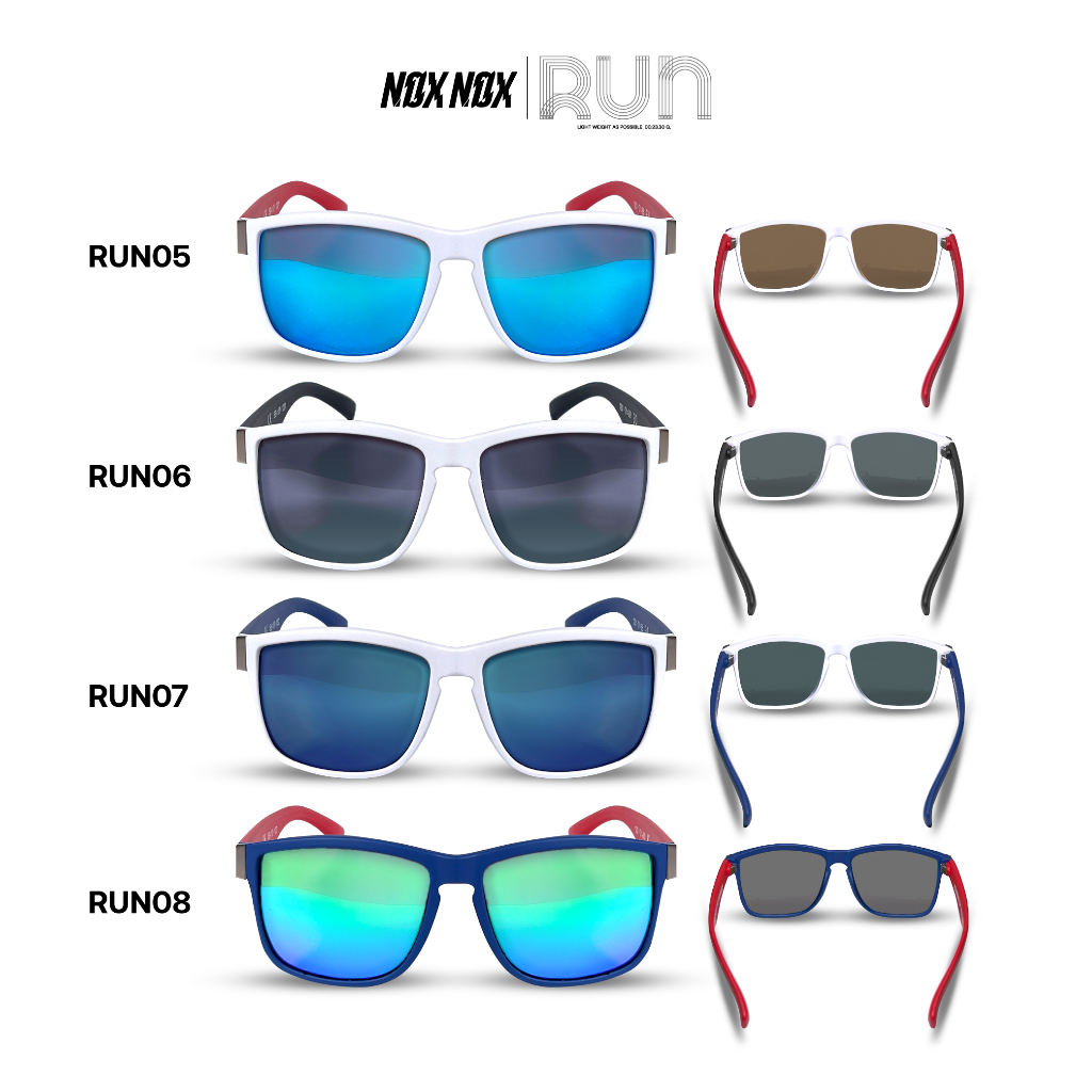 NOX NOX, แว่นตากันแดดรุ่น NOXNOX RUN พร้อมกล่องและถุงใส่แว่นตา