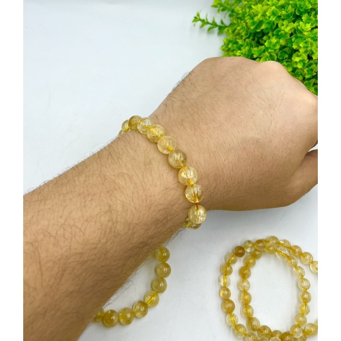 Natural Citrine Round Beaded Bracelet for men and women Yellow Citrine Quartz Bracelet available in 6 mm 8mm 10mm