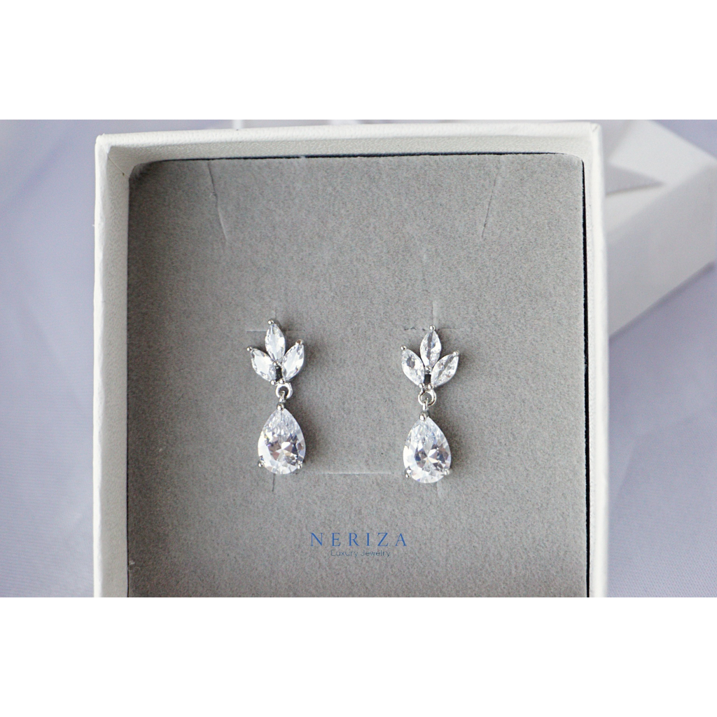 Neriza Jewelry/ต่างหูระย้าเพชรสังเคราะห์ ประกายเทียบเท่าเพชรแท้ NE049