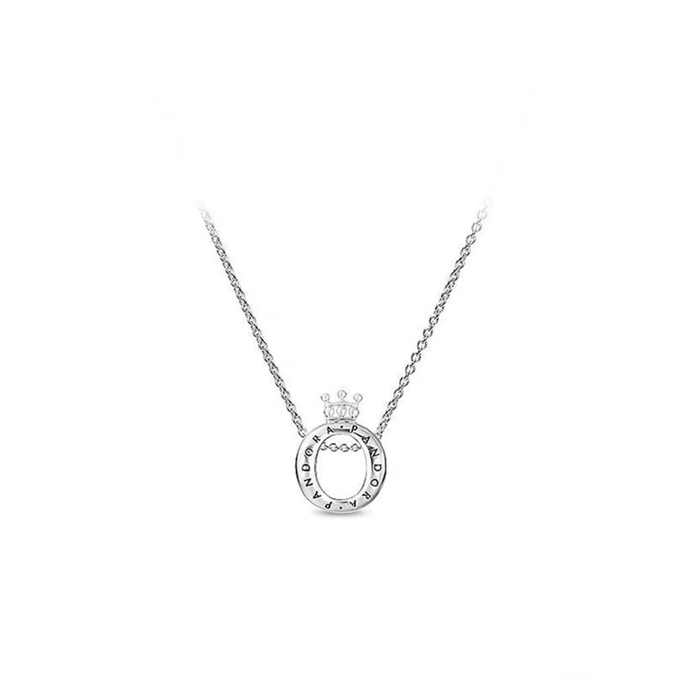 Pandora สร้อยคอเงิน 925 จี้มงกุฎ เครื่องประดับแฟชั่น สําหรับผู้หญิง