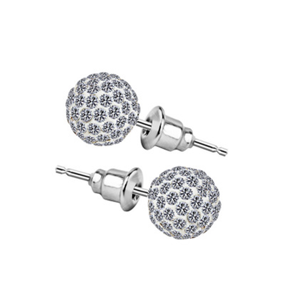 Pave Disco Ball Stud Earrings 10mm 8mm 6mm Clear Austrian Rhinestone