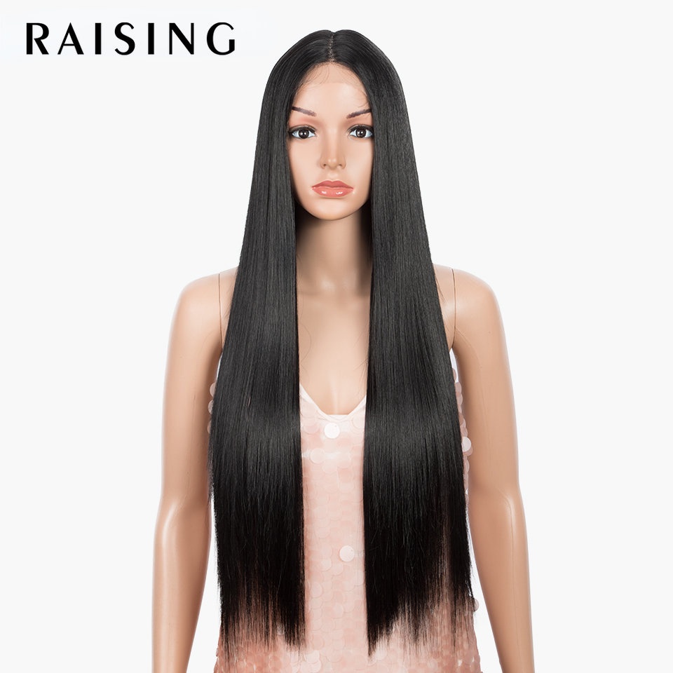 Raising วิกผมสังเคราะห์ ยาวตรง 30 นิ้ว สีดํา สีน้ําตาลเข้ม สีเขียว สีม่วง สีฟ้า สําหรับผู้หญิง