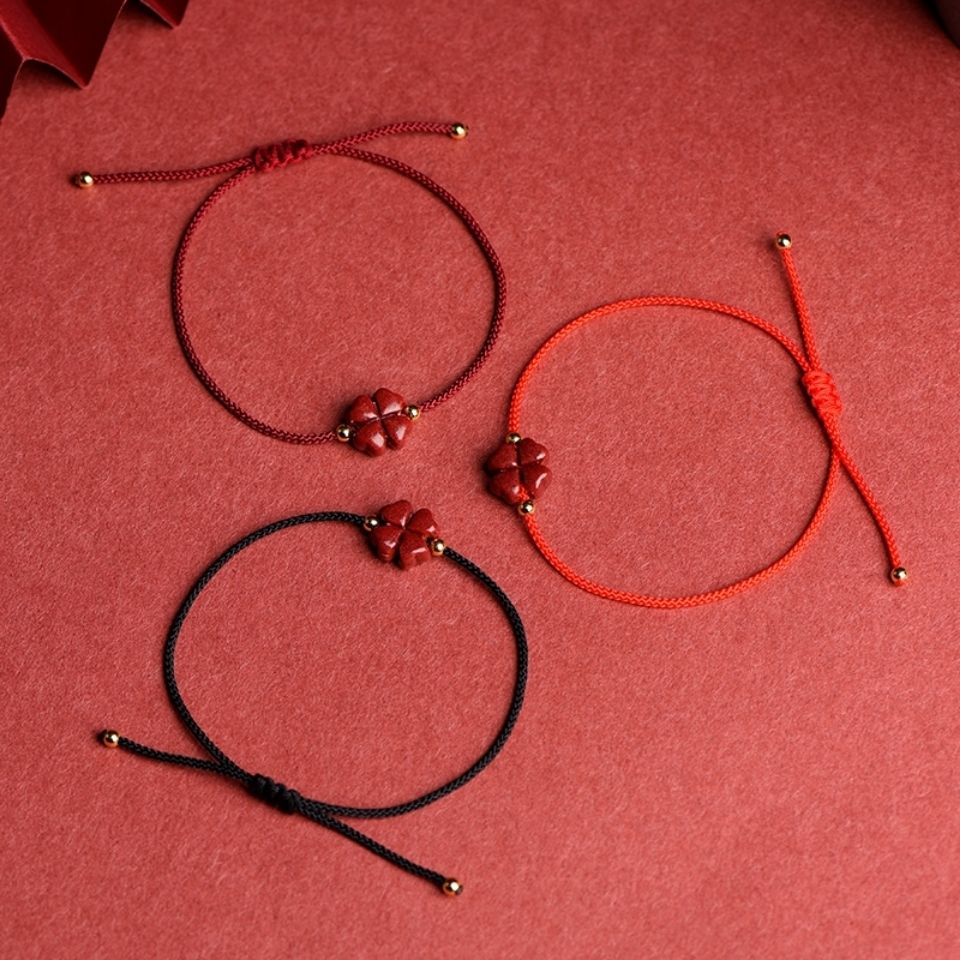 Ready Stock สร้อยข้อมือใบโคลเวอร์สีม่วงทองคําแท่งธรรมชาติ