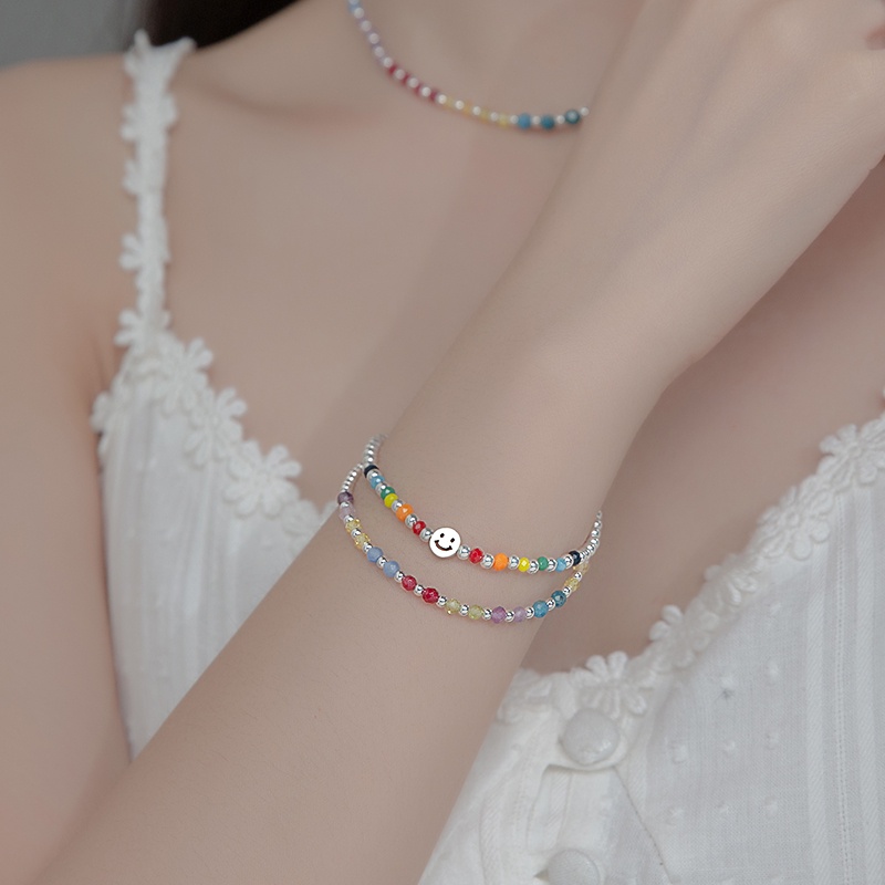 S925 สร้อยข้อมือเงินเกาหลีลูกปัดสีเมฆสร้อยข้อมือเครื่องประดับ