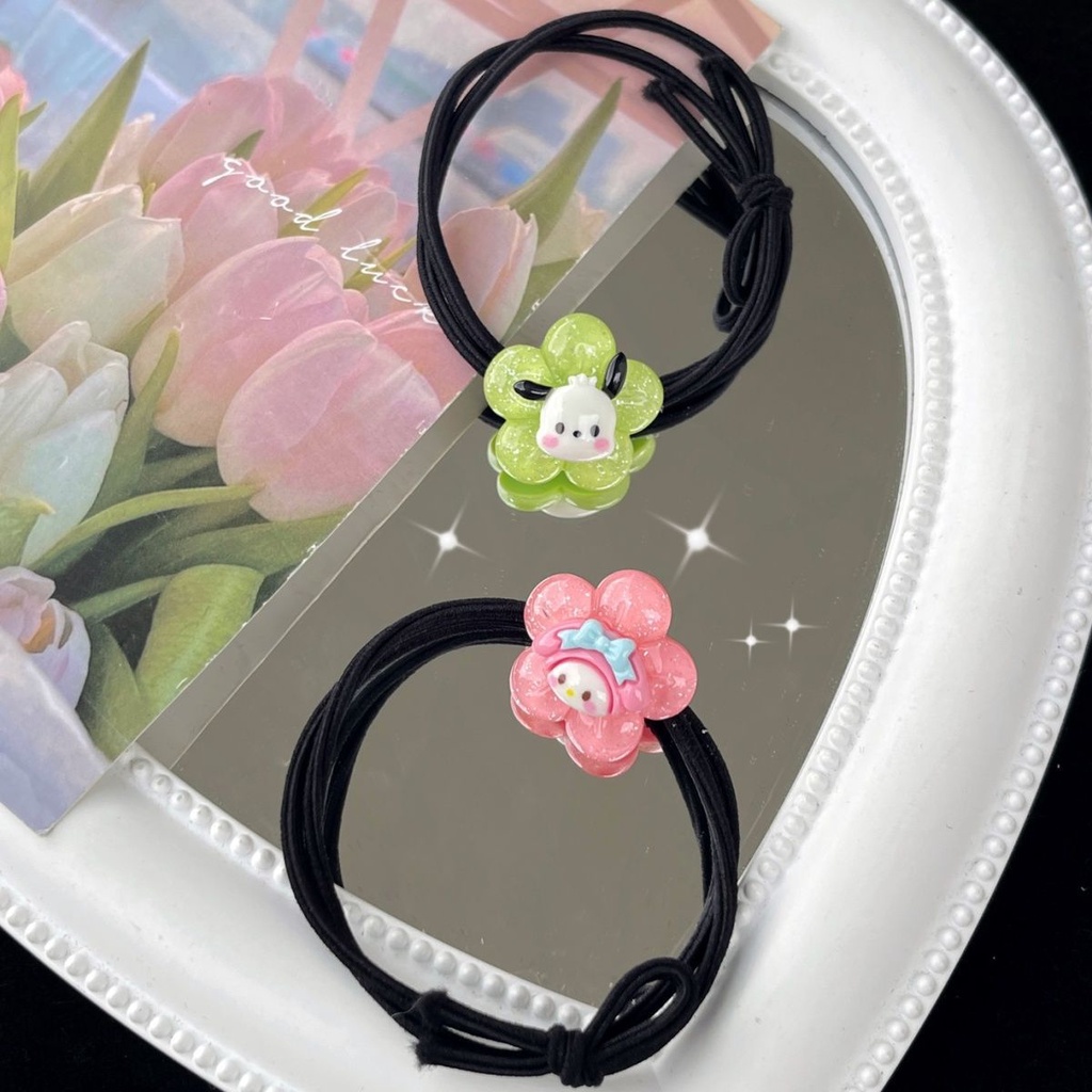 SANRIO ยางรัดผม แบบใส ลายการ์ตูนซานริโอ้น่ารัก อเนกประสงค์ สําหรับนักเรียน