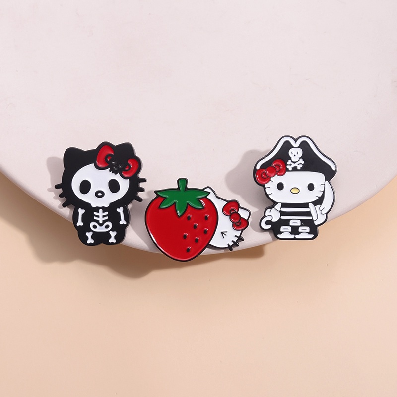 SANRIO เข็มกลัด รูปโครงกระดูก แมว ซานริโอ้ ตลก เครื่องประดับ สําหรับเพื่อน เด็ก
